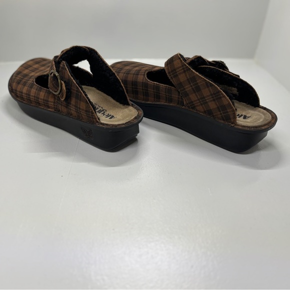 Women’s Alegría Brown Plaid Fur Sherpa Lined Leather Mules size 42 US 11 men 9 - Picture 4 of 10